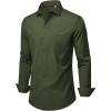 Alimens & Gentle Mens Dress Shirts Stretch Long Sleeve Wrinkle Free Business Casual Button Down Shirt for Wedding(Army Green)