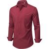 Alimens & Gentle Mens Dress Shirts Stretch Long Sleeve Wrinkle Free Business Casual Button Down Shirt for Wedding(Burgundy)