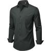 Alimens & Gentle Mens Dress Shirts Stretch Long Sleeve Wrinkle Free Business Casual Button Down Shirt for Wedding(Charcoal)