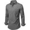 Alimens & Gentle Mens Dress Shirts Stretch Long Sleeve Wrinkle Free Business Casual Button Down Shirt for Wedding(Grey)