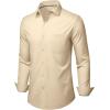 Alimens & Gentle Mens Dress Shirts Stretch Long Sleeve Wrinkle Free Business Casual Button Down Shirt for Wedding(Khaki)