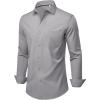 Alimens & Gentle Mens Dress Shirts Stretch Long Sleeve Wrinkle Free Business Casual Button Down Shirt for Wedding(Light Grey)