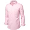 Alimens & Gentle Mens Dress Shirts Stretch Long Sleeve Wrinkle Free Business Casual Button Down Shirt for Wedding(Pink)