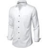 Alimens & Gentle Mens Dress Shirts Stretch Long Sleeve Wrinkle Free Business Casual Button Down Shirt for Wedding(White Black)