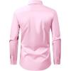 Alimens & Gentle Men’s Dress Shirts Transitional Weather Long Sleeve Stretch Wrinkle-Free Button Down Top(Pink)