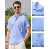 Alimens & Gentle Mens Linen Shirt Short Sleeve Casual Cotton Button Down Shirts Collared Summer Shirts(Azure)