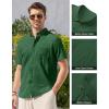 Alimens & Gentle Mens Linen Shirt Short Sleeve Casual Cotton Button Down Shirts Collared Summer Shirts(Dark Green)