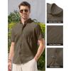 Alimens & Gentle Mens Linen Shirt Short Sleeve Casual Cotton Button Down Shirts Collared Summer Shirts(Tan)