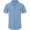 Alimens & Gentle Mens Linen Shirts Cotton Hawaiian Shirts Short Sleeve Button Down Shirts Casual Summer Beach Tops(Blue Heaven)