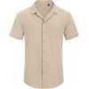 Alimens & Gentle Mens Linen Shirts Cotton Hawaiian Shirts Short Sleeve Button Down Shirts Casual Summer Beach Tops(Blush Stone)