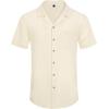 Alimens & Gentle Mens Linen Shirts Cotton Hawaiian Shirts Short Sleeve Button Down Shirts Casual Summer Beach Tops(Cloud Cream)