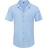 Alimens & Gentle Mens Linen Shirts Cotton Hawaiian Shirts Short Sleeve Button Down Shirts Casual Summer Beach Tops(Cool Blue)