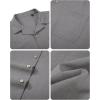 Alimens & Gentle Mens Linen Shirts Cotton Hawaiian Shirts Short Sleeve Button Down Shirts Casual Summer Beach Tops(Cool Grey)