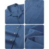 Alimens & Gentle Mens Linen Shirts Cotton Hawaiian Shirts Short Sleeve Button Down Shirts Casual Summer Beach Tops(Denim Blue)
