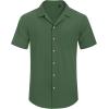 Alimens & Gentle Mens Linen Shirts Cotton Hawaiian Shirts Short Sleeve Button Down Shirts Casual Summer Beach Tops(Eden)