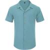 Alimens & Gentle Mens Linen Shirts Cotton Hawaiian Shirts Short Sleeve Button Down Shirts Casual Summer Beach Tops(Gray Mist)