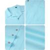 Alimens & Gentle Mens Linen Shirts Cotton Hawaiian Shirts Short Sleeve Button Down Shirts Casual Summer Beach Tops(Island Blue)