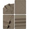 Alimens & Gentle Mens Linen Shirts Cotton Hawaiian Shirts Short Sleeve Button Down Shirts Casual Summer Beach Tops(Khaki)