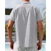 Alimens & Gentle Mens Linen Shirts Cotton Hawaiian Shirts Short Sleeve Button Down Shirts Casual Summer Beach Tops(Light Grey)