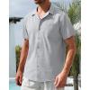 Alimens & Gentle Mens Linen Shirts Cotton Hawaiian Shirts Short Sleeve Button Down Shirts Casual Summer Beach Tops(Light Grey)