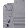 Alimens & Gentle Mens Linen Shirts Cotton Hawaiian Shirts Short Sleeve Button Down Shirts Casual Summer Beach Tops(Neutral Gray)
