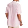 Alimens & Gentle Mens Linen Shirts Cotton Hawaiian Shirts Short Sleeve Button Down Shirts Casual Summer Beach Tops(Pale Pink)