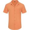 Alimens & Gentle Mens Linen Shirts Cotton Hawaiian Shirts Short Sleeve Button Down Shirts Casual Summer Beach Tops(Persimmon Orange)