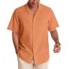 Alimens & Gentle Mens Linen Shirts Cotton Hawaiian Shirts Short Sleeve Button Down Shirts Casual Summer Beach Tops(Persimmon Orange)