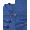 Alimens & Gentle Mens Linen Shirts Cotton Hawaiian Shirts Short Sleeve Button Down Shirts Casual Summer Beach Tops(Royal Blue)