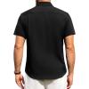Alimens & Gentle Mens Linen Shirts Short Sleeve Button Down Shirts Wrinkle Free Casual Vacation Beach Summer Tops(Black)