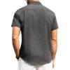 Alimens & Gentle Mens Linen Shirts Short Sleeve Button Down Shirts Wrinkle Free Casual Vacation Beach Summer Tops(Black Grey)