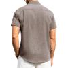 Alimens & Gentle Mens Linen Shirts Short Sleeve Button Down Shirts Wrinkle Free Casual Vacation Beach Summer Tops(Brown)