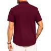 Alimens & Gentle Mens Linen Shirts Short Sleeve Button Down Shirts Wrinkle Free Casual Vacation Beach Summer Tops(Burgundy)