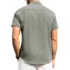 Alimens & Gentle Mens Linen Shirts Short Sleeve Button Down Shirts Wrinkle Free Casual Vacation Beach Summer Tops(Green)