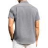 Alimens & Gentle Mens Linen Shirts Short Sleeve Button Down Shirts Wrinkle Free Casual Vacation Beach Summer Tops(Grey)