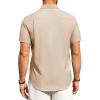 Alimens & Gentle Mens Linen Shirts Short Sleeve Button Down Shirts Wrinkle Free Casual Vacation Beach Summer Tops(Light Khaki)