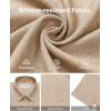 Alimens & Gentle Mens Linen Shirts Short Sleeve Button Down Shirts Wrinkle Free Casual Vacation Beach Summer Tops(Light Khaki)