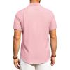 Alimens & Gentle Mens Linen Shirts Short Sleeve Button Down Shirts Wrinkle Free Casual Vacation Beach Summer Tops(Pink)