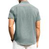 Alimens & Gentle Mens Linen Shirts Short Sleeve Button Down Shirts Wrinkle Free Casual Vacation Beach Summer Tops(Teal)