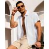 Alimens & Gentle Mens Linen Shirts Short Sleeve Button Down Shirts Wrinkle Free Casual Vacation Beach Summer Tops(White Linen)