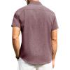 Alimens & Gentle Mens Linen Shirts Short Sleeve Button Down Shirts Wrinkle Free Casual Vacation Beach Summer Tops(Wine Red)