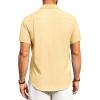 Alimens & Gentle Mens Linen Shirts Short Sleeve Button Down Shirts Wrinkle Free Casual Vacation Beach Summer Tops(Yellow)