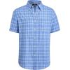 Alimens & Gentle Mens Plaid Short Sleeve Button Down Shirts Cotton Regular Fit Casual Gingham Shirts(Blue Plaid)