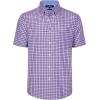 Alimens & Gentle Mens Plaid Short Sleeve Button Down Shirts Cotton Regular Fit Casual Gingham Shirts(Blue Red Gingham)