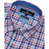 Alimens & Gentle Mens Plaid Short Sleeve Button Down Shirts Cotton Regular Fit Casual Gingham Shirts(Blue Red Plaid)