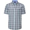 Alimens & Gentle Mens Plaid Short Sleeve Button Down Shirts Cotton Regular Fit Casual Gingham Shirts(Grey Green Plaid)