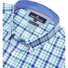 Alimens & Gentle Mens Plaid Short Sleeve Button Down Shirts Cotton Regular Fit Casual Gingham Shirts(Navy Green Check)