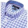 Alimens & Gentle Mens Plaid Short Sleeve Button Down Shirts Cotton Regular Fit Casual Gingham Shirts(Navy Red Small Plaid)