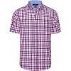 Alimens & Gentle Mens Plaid Short Sleeve Button Down Shirts Cotton Regular Fit Casual Gingham Shirts(Red Navy Check)