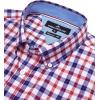 Alimens & Gentle Mens Plaid Short Sleeve Button Down Shirts Cotton Regular Fit Casual Gingham Shirts(Red Navy Check)